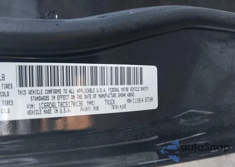 2012 Ram 1500 Slt from USA, damaged, VIN 1C6RD6LT0CS170136